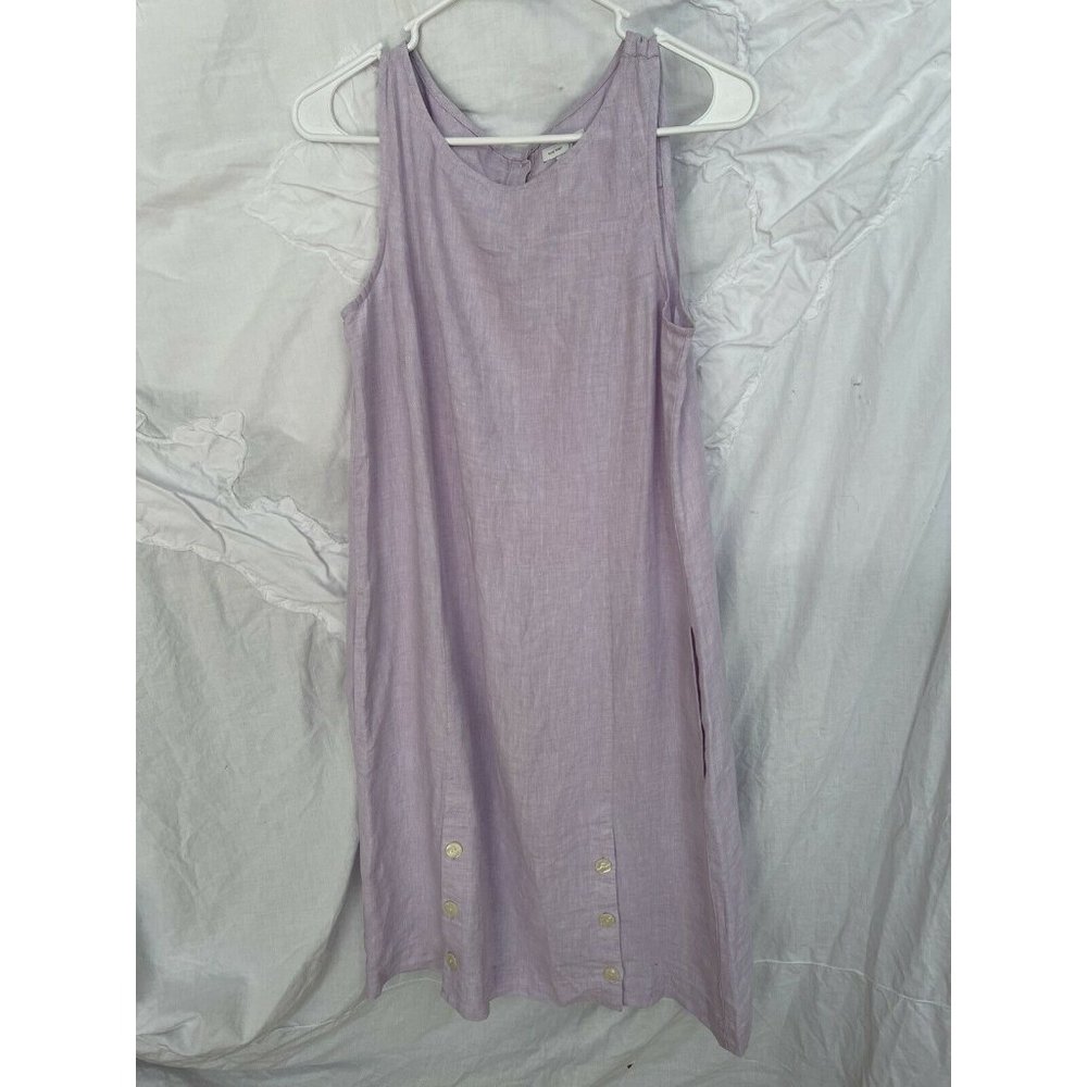J. Jill Love Linen Sleeveless Shift Dress Lavender Pockets XS/S